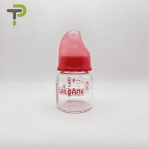 "Biberon WILDANE en Verre 80 ml Rouge avec Tétine en Silicone : Idéal pour les Nouveau-nés.